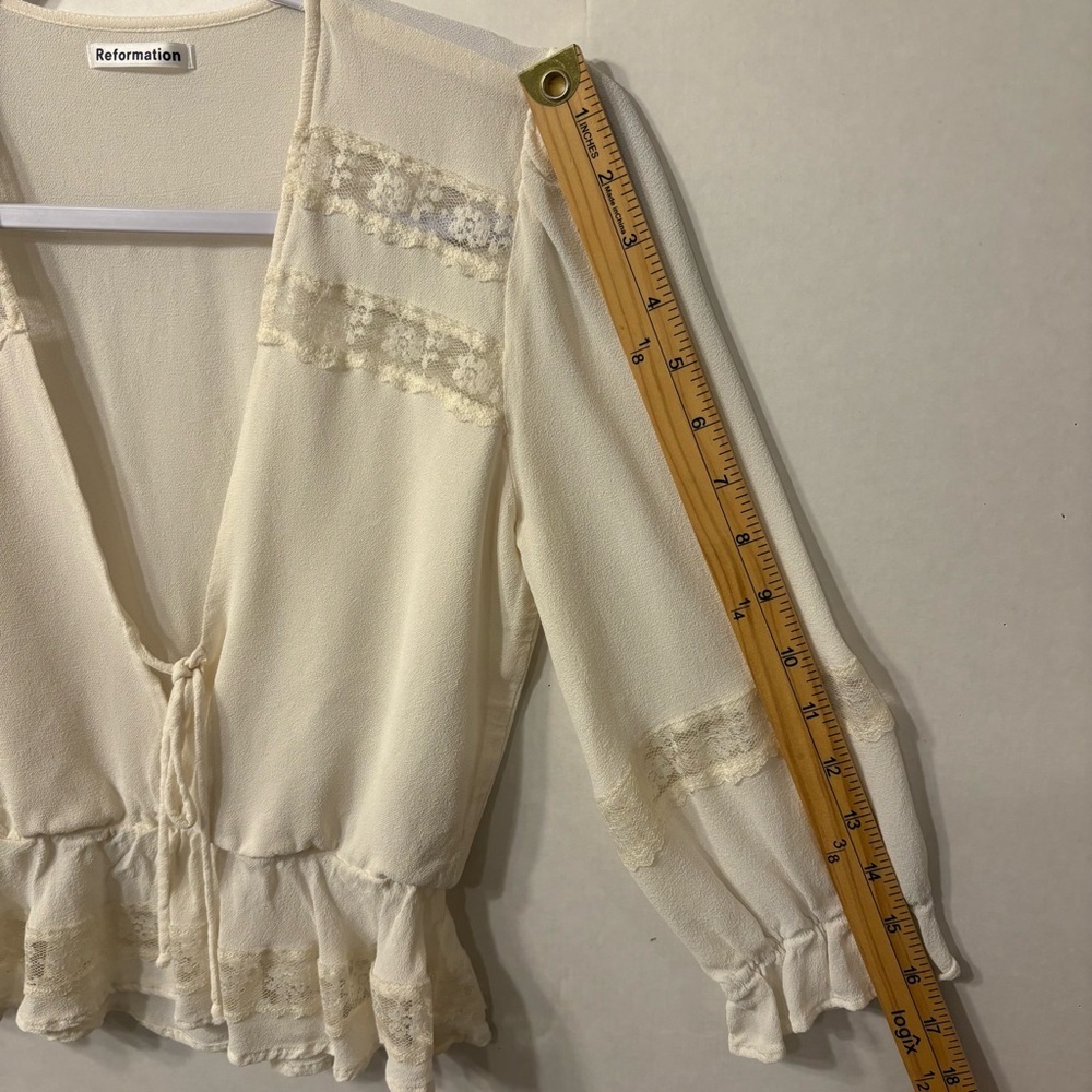 Reformation womens Ivory Lace Accent Blouse Size Small - Picture 14 of 15